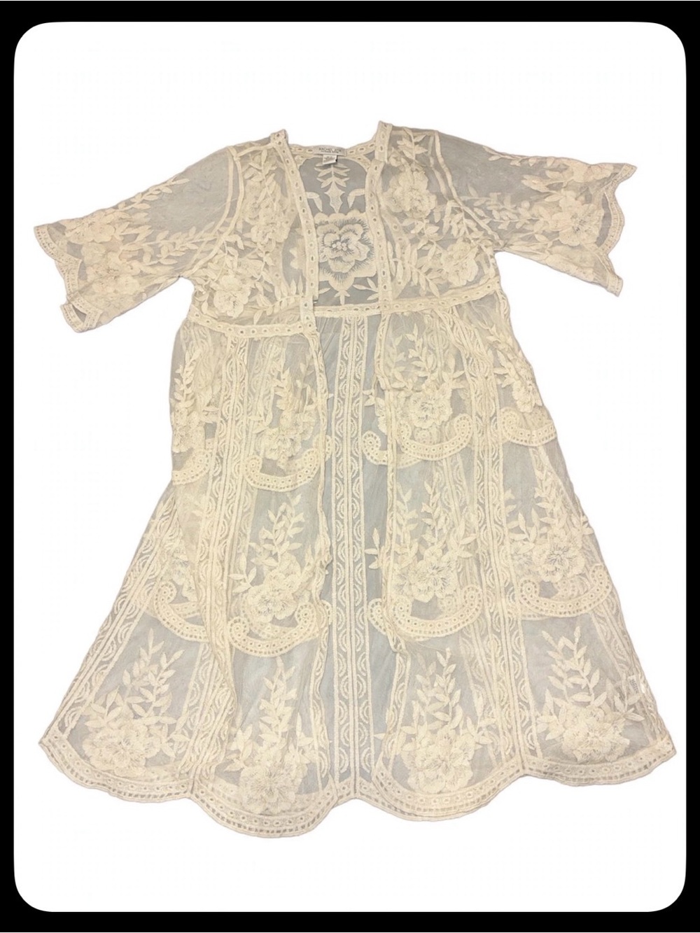 Rachel Zoe Ivory Floral Lace Duster Kimomo